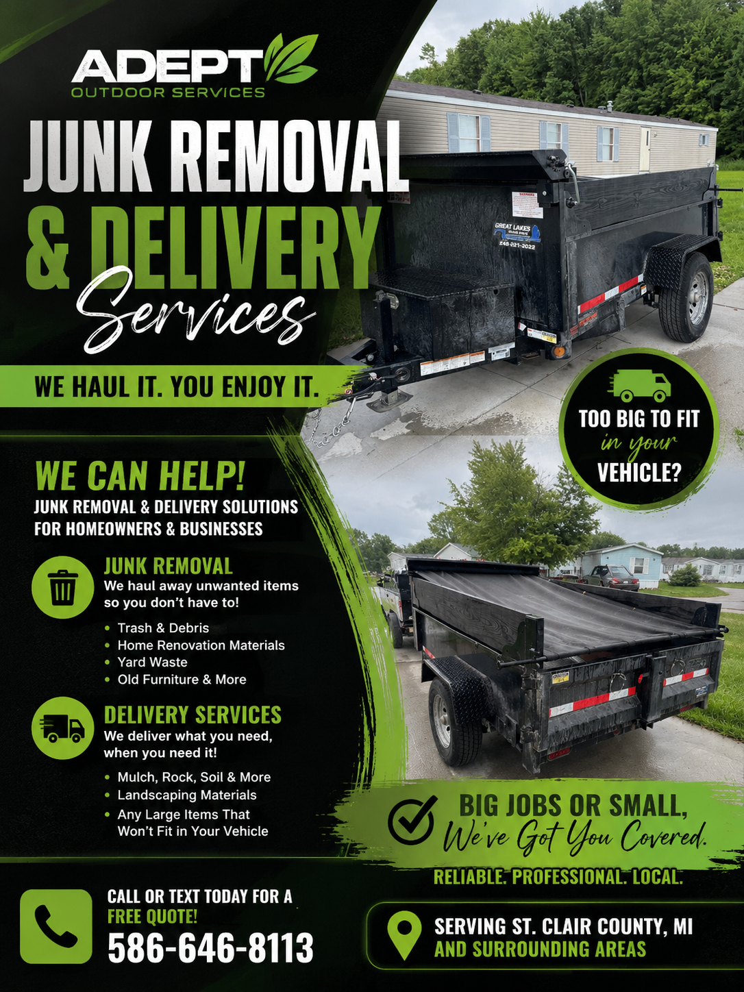 Adept outdoor services LLC junk removal